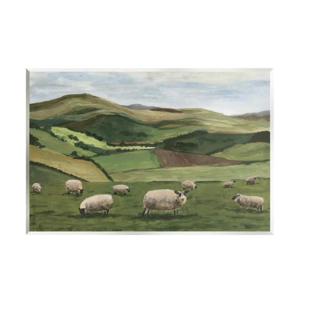 Michael Willett NWT Countryside Sheep Grazing Plaque Wall Art 13"x19"